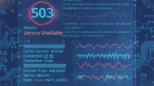 HTTP Headers Checker tool showing 503 response headers and server diagnostics